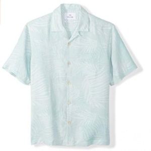 Men's Relaxed-Fit Silk Tropical Leaves Shirt